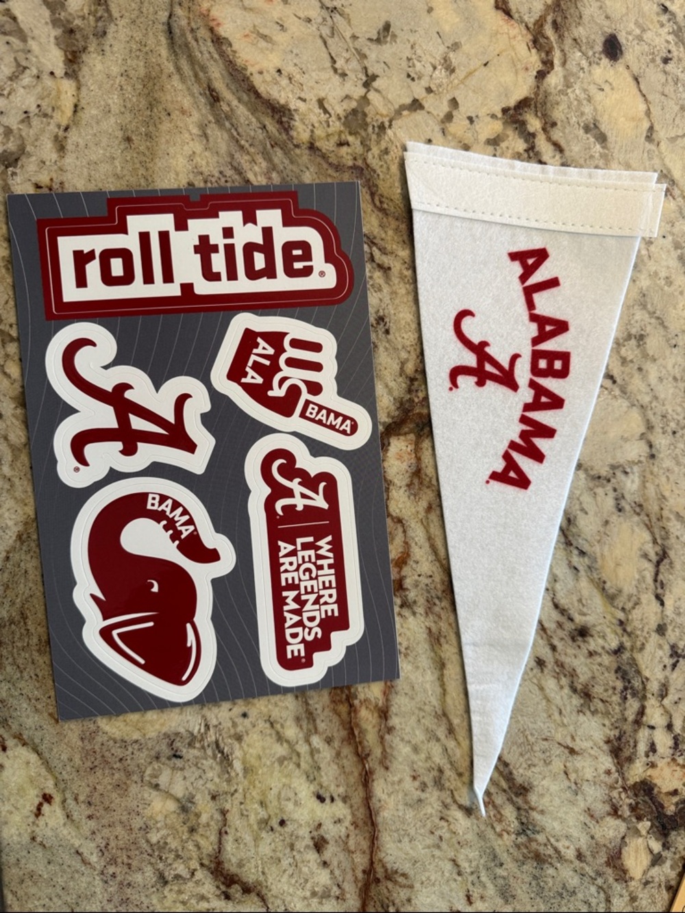 Alabama Crimson Tide Felt Pennant & Sticker Set - White and Crimson